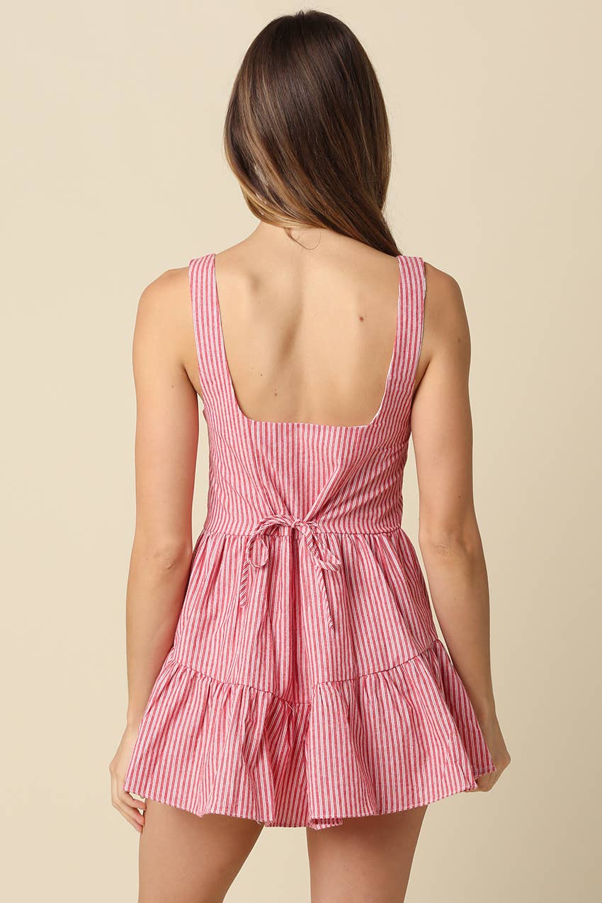 Emily Striped Tiered Strappy Romper