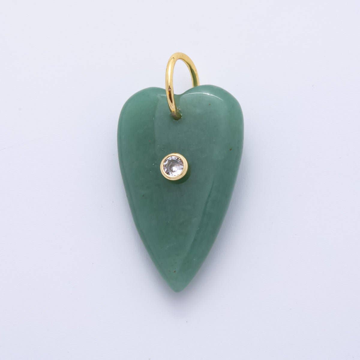 Long Heart Gemstone Charm