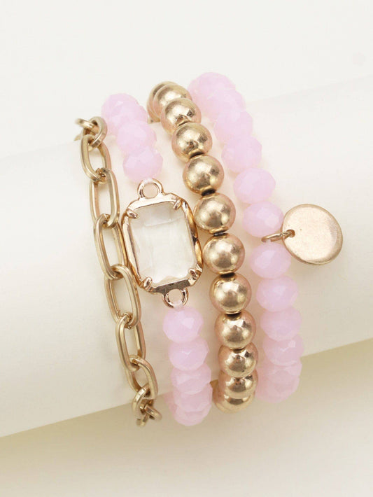 Metallic And Faceted Beaded Bracelet Set